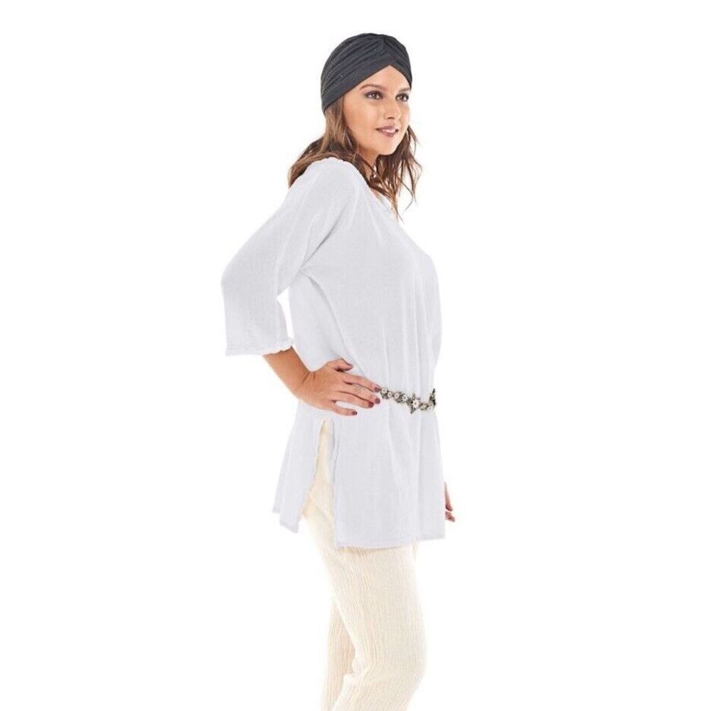 Oh My Gauze Suzi Snow Tunic Top White Womens Size #3 US XXL Cotton Ruffled Airy - Picture 8 of 10